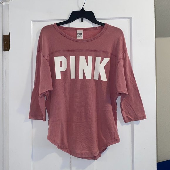 PINK Victoria's Secret Tops - VS PINK Logo Baseball Tee Dolman Top T Shirt XS Extra Small Victoria's Secret
